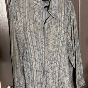 Jhane Barnes Men's Gray and Blue Patterned Shirt Jacket